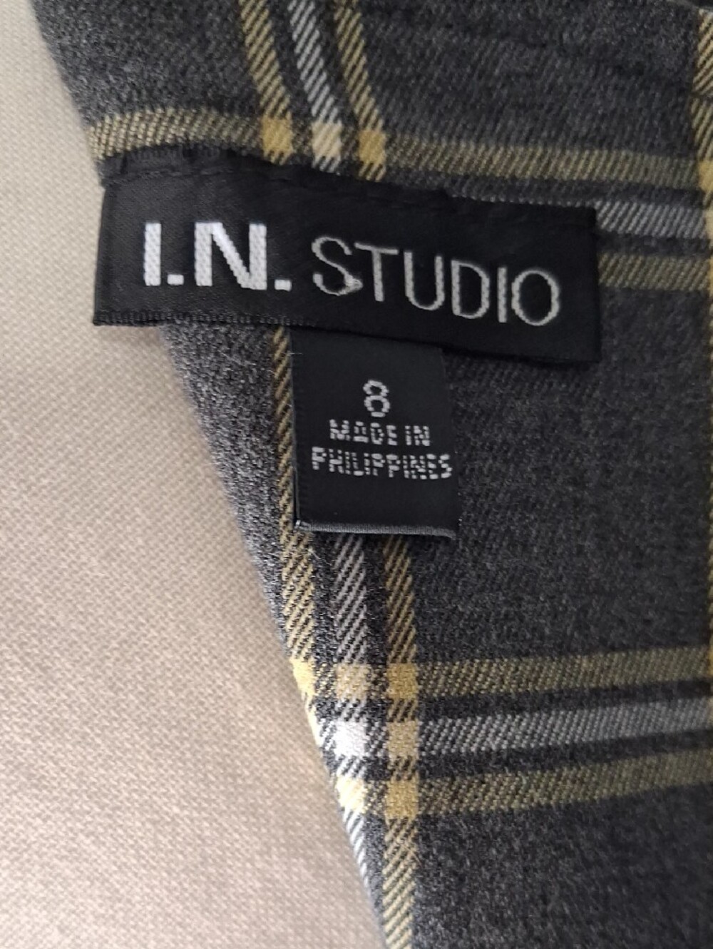 Dark Gray, Yellow, And White Midi Tartan Dress - Picture 5 of 5